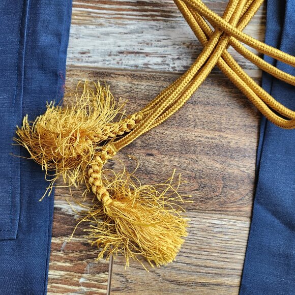 Japanese Dragon Embroidered Silk Kimono Robe Belt Blue Men's Made in Japan - Picture 9 of 12